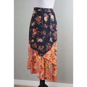 Farm Rio ANTHROPOLOGIE NWT $190 Patchwork Floral Midi Skirt Size Small